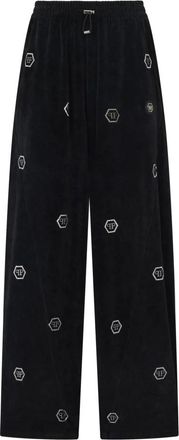 Philipp Plein Chenille Skater Fit Trainingsbroek Monogram Strass - Dames - Sweatpants - Zwart - M - Broeken