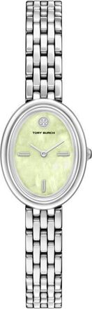 Tory Burch The Oval Mother-of-Pearl Bracelet Watch, 22mm x 28mm in Silver/Mint Green at Nordstrom