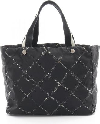 Chanel Black White Nylon Handbag Tote Bag (Pre-Owned)