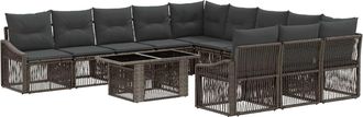 vidaXL Conjunto De Sof&aacute;s De Jard&iacute;n 12 Uds. Gris Y Gris Oscuro Vidaxl