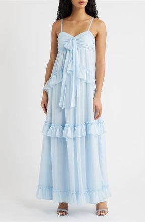 Lulus Markie Ruffle Tiered Evening Dress in Light Blue at Nordstrom, Size X-Small