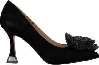 Alma En Pena Gebloemde hak schoen met kralen - Dames - Pumps - Zwart - 40 EU - Schoenen
