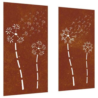 vidaXL Adorno Pared Jard&iacute;n 2 Uds Acero Corten Dise&ntilde;o Flores 105x55 Cm Vidaxl