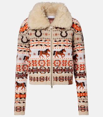 Stella McCartney Intarsia virgin wool zip-up cardigan
