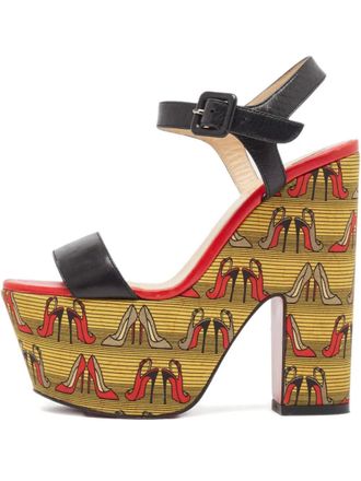 Christian Louboutin 65mm platform shoe-pattern sandals - women - Leather/Leather/Leather/Rubber - 35 - Black