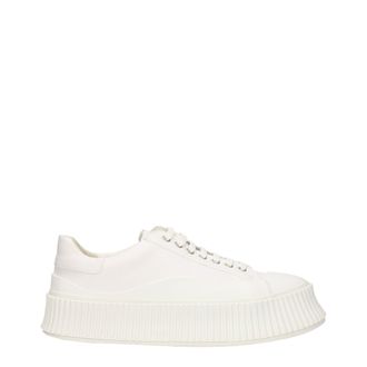 Jil Sander White Fabric Platform Mens Sneakers