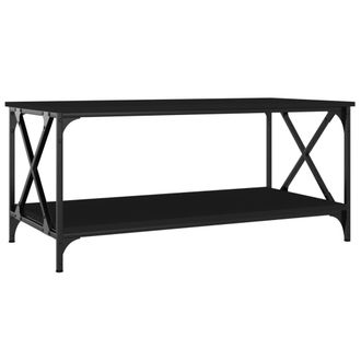 vidaXL Vidaxl - Mesa De Centro Madera Contrachapada Y Hierro Negro 100x50x45 Cm