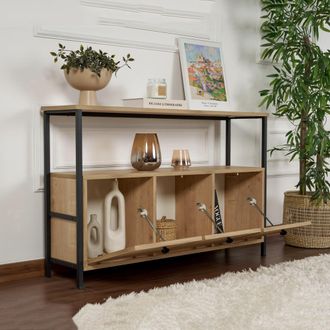 Dmora Credenza Noda, Aparador 2 Estantes, 3 Compartimentos, 3 Puertas, 120x30x77h Cm Roble Marr&oacute;n