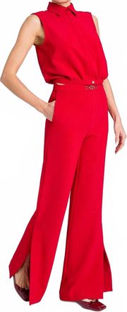 Twin-Set The Rosso Icon Shirt-Style Jumpsuit In Red