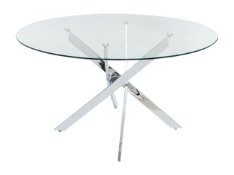 Vente-Unique Tavolo da pranzo tondo 4 coperti in Vetro temperato e Metallo cromato Trasparente - COSIMA
