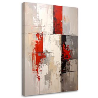 Feeby Cuadro Sobre Lienzo, Abstracci&oacute;n En Rojo Y Beige, 80x120
