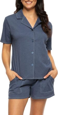 Felina Josephine Crinkled Jersey Short Pajamas in Vintage Indigo at Nordstrom, Size X-Large