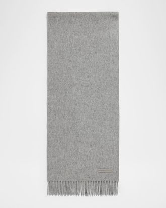 Ermenegildo Zegna Mens Oasi Cashmere Scarf with Leather Brand Mark