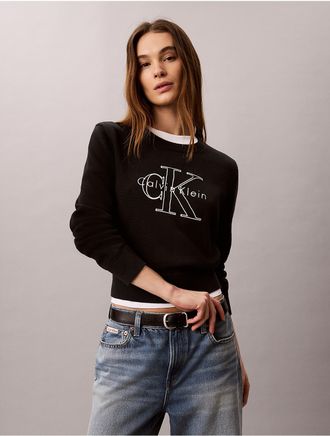 Calvin Klein Jeans Calvin Klein Womens Monologo Outline Sweater - Black - XL