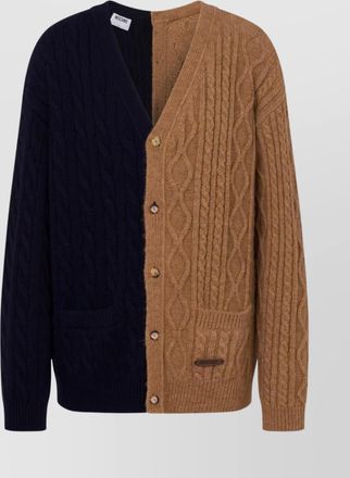 Moschino two-tone v-neck cable knit sweater