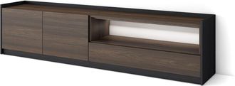 Skraut Home Skraut Home - Mueble Tv, Televisi&oacute;n, Muebles De Sal&oacute;n, Almacenaje, 207x37x50cm, Para Tv Hasta 80, Led, Estilo Moderno, Roble Oscuro Y Negro