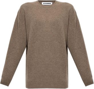 Jil Sander Wool Crew-Neck Sweater - Heren - Ronde hals truien - Bruin - M - Wol - Truien & Vesten
