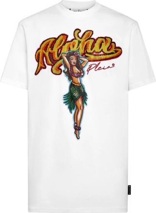 Philipp Plein T-shirt Round Neck SS Hawaii - Heren - T-shirts - Wit - 3XL - Katoen - Tops