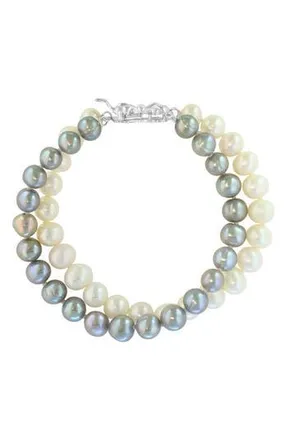 Effy Sterling Silver Freshwater Pearl Double Strand Bracelet in White at Nordstrom Rack, Size 7