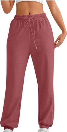 Generic Joggers for Women UK Womens Tracksuit Bottoms Plain Baggy Fleece Cinch Bottom Straight Leg Jogger Size 14 Cotton Trousers for Women UK Ladies Leisure 