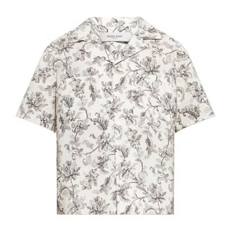 Golden Goose Short Sleeve Shirts, male, Beige, Size: L Patterned Short-sleeved Shirt