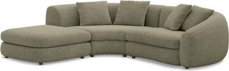 Castlery Fable Single Arm Sectional Sofa Left Facing Customized, Performance Classic Twill Moss, Spill Resistant, Ultra Deep Seats for Castlery