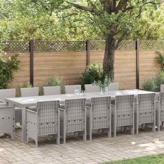 vidaXL Conjunto De Comedor De Jard&iacute;n 15 Pcs Gris Claro Ratan Polt Vidaxl