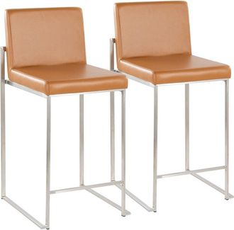 LumiSource Grand View Set Of 2 Fuji High Back 26In Fixed-Height Barstools