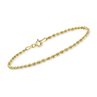 Ross-Simons Italian 2.1mm 10kt Yellow Gold Rope-Chain Bracelet