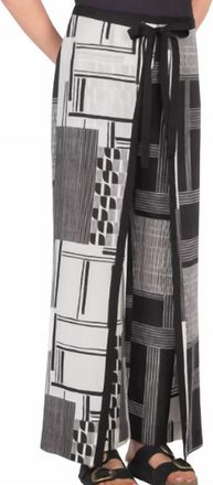 Ismad London Geometric Print Wrap Trouser In Black And Natural