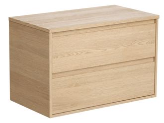 Vente-Unique Mueble de baño flotante bajo lavabo con encimera - Chapado en roble - 80 cm - MILIPAM