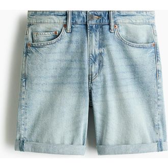 H&M Slim Denim Shorts in Light Denim Blue at Nordstrom, Size 30