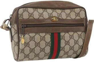 Gucci Pre-owned Cross Body Bags, female, Beige, Size: ONE SIZE Pre-owned Canvas Cross Body Bag