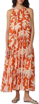 Diane Von F&uuml;rstenberg Cherry Abstract Print Maxi Dress in Heritage Palm Big Burnt Orange at Nordstrom, Size Xx-Small