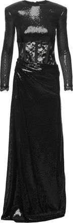 Nissa Kanten maxi-jurk met pailletten - Zwart