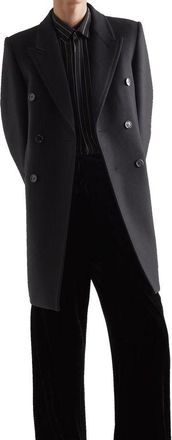 Saint Laurent Mens Black Wool Coat Clothing