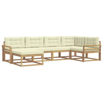 vidaXL Conjunto De Sof&aacute;s De Exterior 5 Pcs Blanco Y Crema Poli&eacute;ster Vidaxl