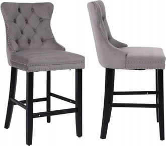 OEM Taburete Decorado Terciopelo Gris Con Lentejuelas Suave Con Respaldo Furnitex