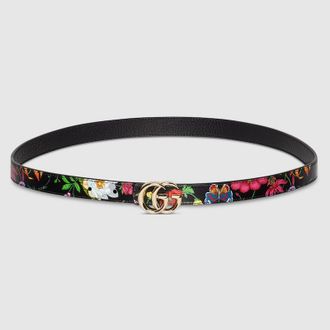Gucci Reversible GG Marmont Thin Belt, Black, Leather