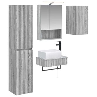 vidaXL Juego De Muebles De Ba&ntilde;o 5 Pcs Sonoma Gris Vidaxl