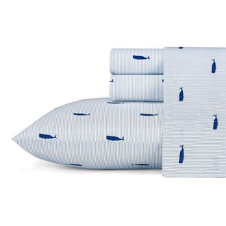 Nautica Whale Stripe Blue Sheet Set