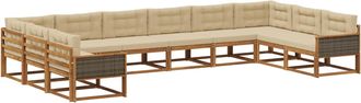 vidaXL Conjunto De Sof&aacute;s De Exterior 10 Uds. Natural Y Beige Vidaxl