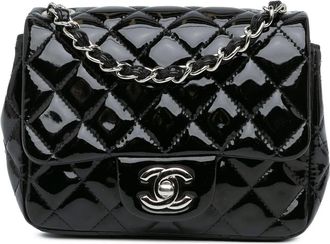 Chanel Hobo Bags - Mini Square Classic Patent Single Flap - Gr. unisize - in Schwarz - für Damen