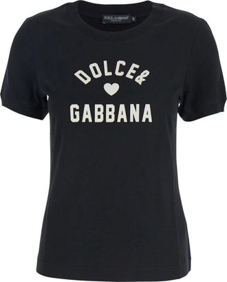 Dolce & Gabbana Black Graphic Crew Neck T-Shirt