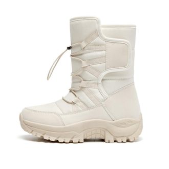 Generic Womens Mens Waterproof Snow Boots Thermal Chunky Sole Ankle Boots Outdoor Walking Shoes For Hiking Winter Sneakers(White,6.5)