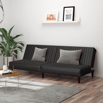 vidaXL Sof&aacute; Cama De 2 Plazas Cuero Sint&eacute;tico Negro Vidaxl