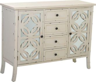 Wanderlust Deco Aparador De Madera Con Cristal Blanco 110x37x84