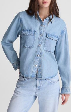 Madewell Airy Denim Relaxed Shirt Jacket in Faded Horizon Wash at Nordstrom, Size Xx-Small