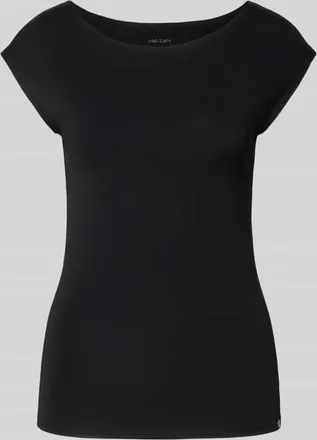 Marc Cain T-Shirt mit U-Boot-Ausschnitt und Label-Detail in Black, Gr&ouml;&szlig;e 34