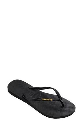 Havaianas Slim Logo Flip Flop in Black/golden at Nordstrom Rack, Size 11/12